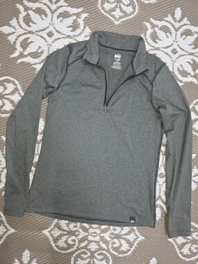 REI Gray Quarter-Zip Performance Pullover